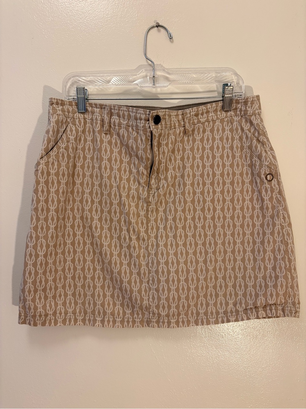 Croft & Barrow Classic Fit Beige Rope Patterned Cotton Blend Mini Skort Size 14